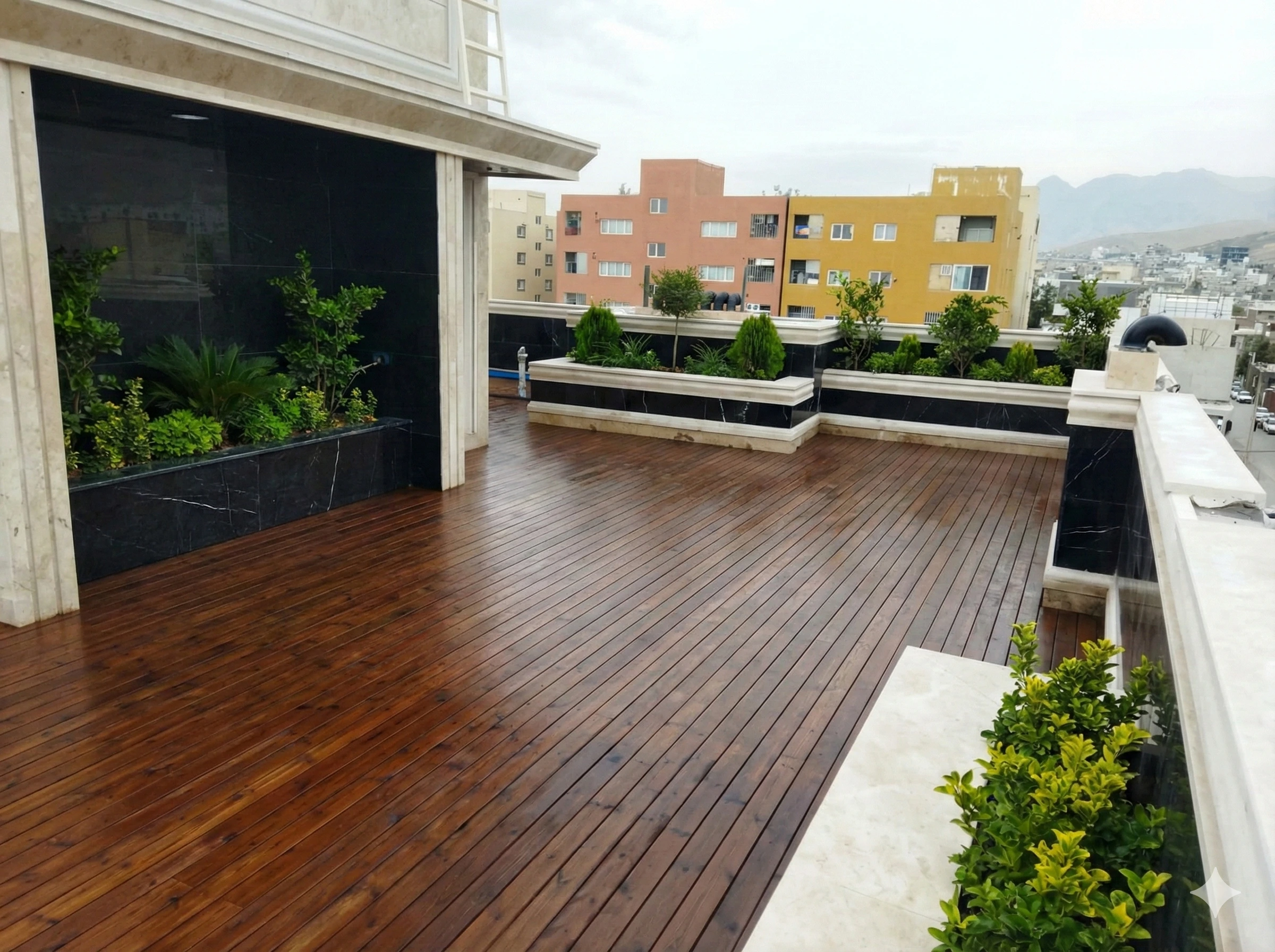 thermowood decking roof top garden